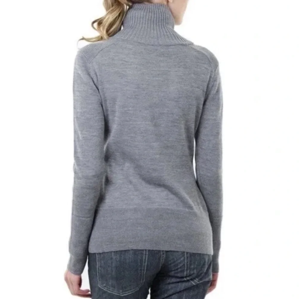 Kuhl Alpine Merino Wool Blend Asymmetric Zip Up Sweater Gray Size Small